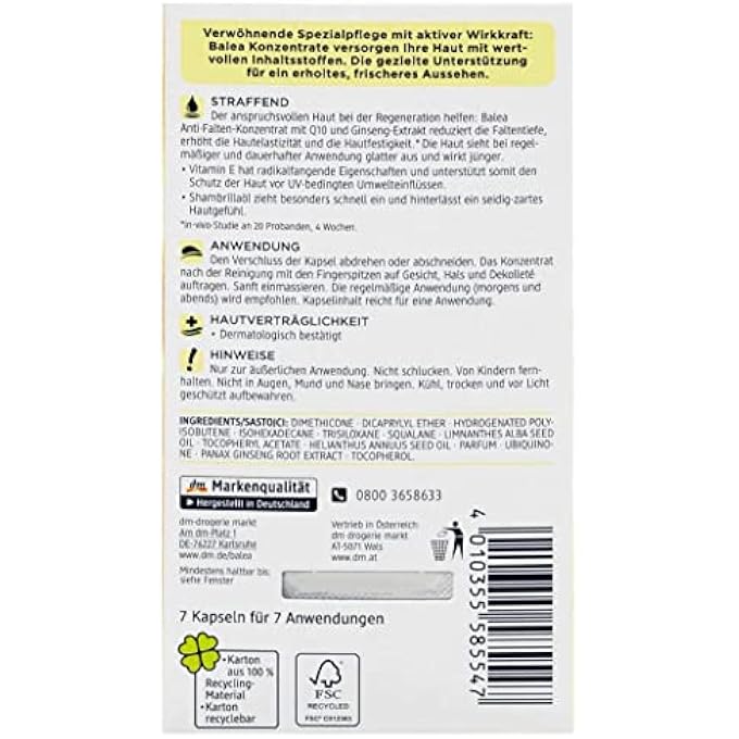 balea CONCENTRATED Q10 ANTI-WRINKLE GINSENG EXTRACT CONCENTRATED CAPSULE SKIN SERUM - Image 2